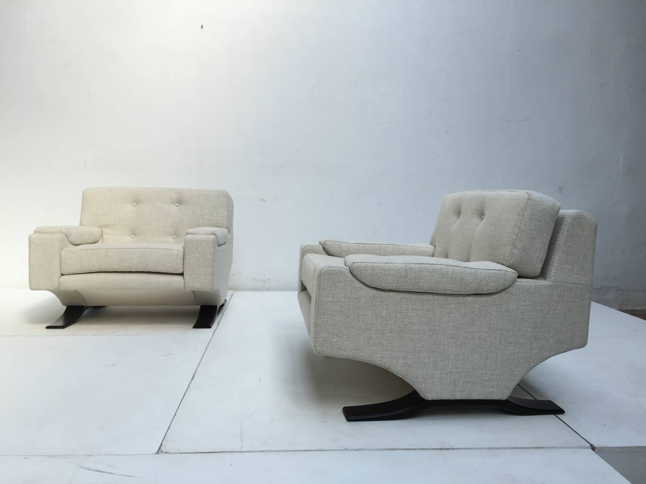 Mid-Century Modern Monumental Lounge Chairs Attributed to Frascaroli & T. Agnoli, Italy 1960