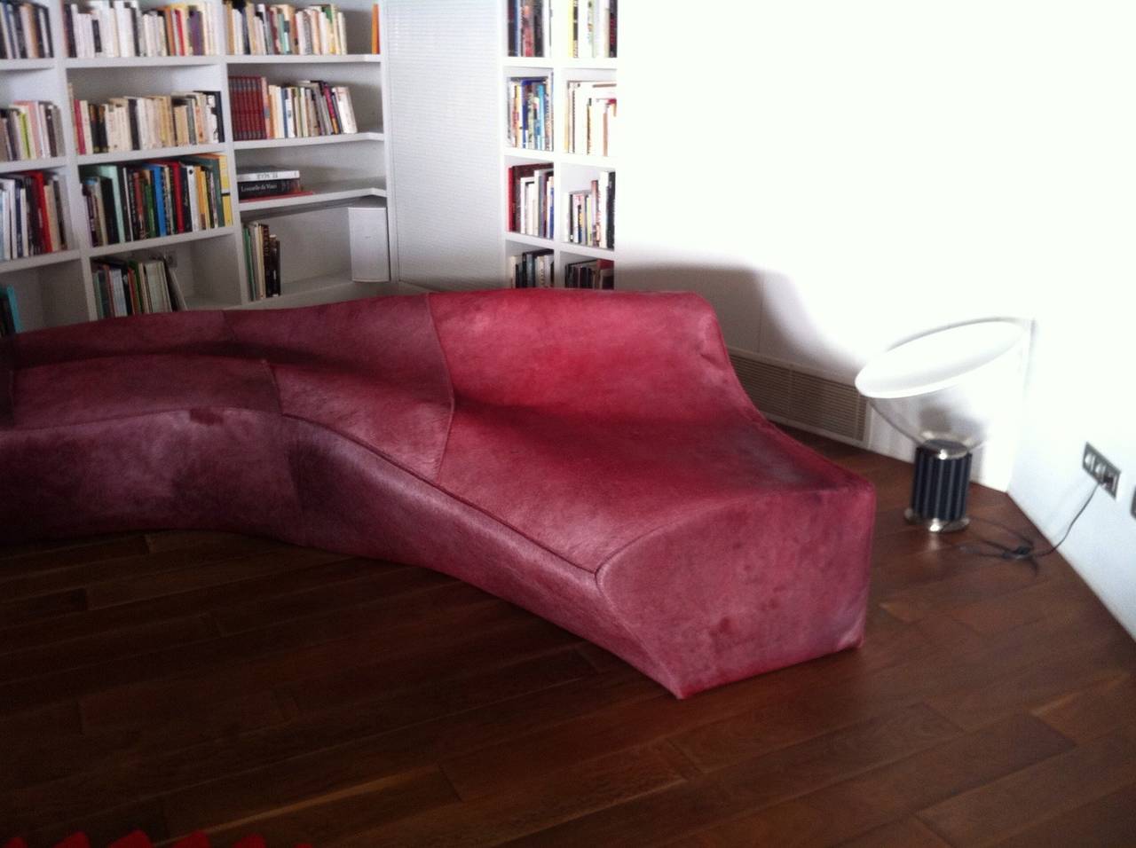 Italian Zaha Hadid 'Moraine' Sofa Red 'Fantasy Leather' Pony Hide Sawaya & Moroni, 2004