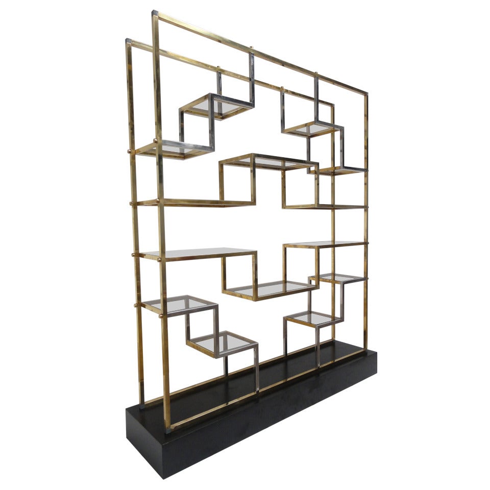 Monumental geometric form etagere by Romeo Rega, 1975, published in Casa Vogue