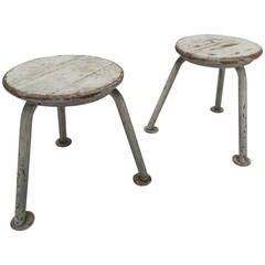 Pair of French 1950s Stools in the Manner of Jean Prouve 9