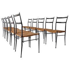 10 Superleggera style chairs attributed to Gio Ponti , Bijenkorf
