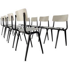 Extremely Rare Set Of 8 Friso Kramer 'theatre' Chairs With fold Up Seats 9
