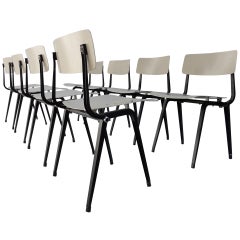 Extremely Rare Set of 8 Friso Kramer 'theatre' Chairs with Fold Up Seats