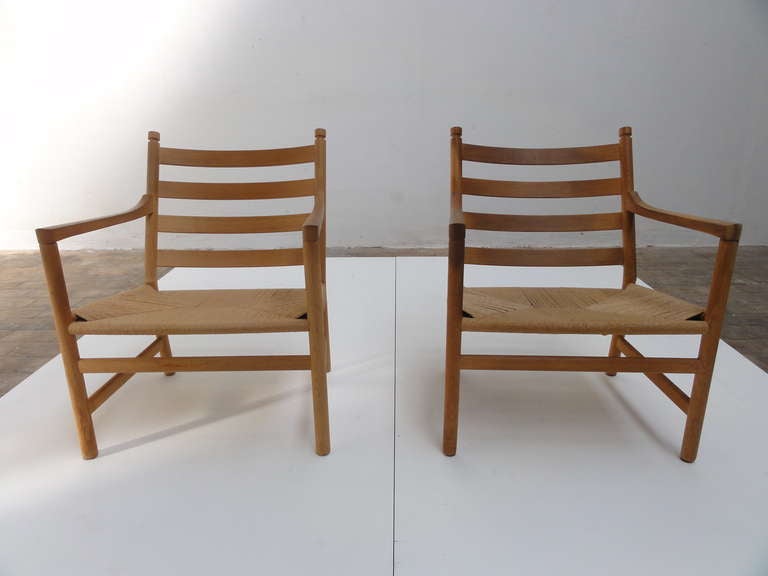 Danish Pair of CH44 Hans Wegner lounge chairs , Carl Hansen, 1965, signed