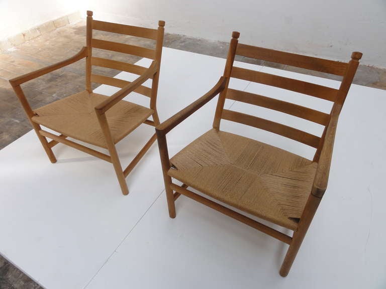 Pair of CH44 Hans Wegner lounge chairs , Carl Hansen, 1965, signed 2