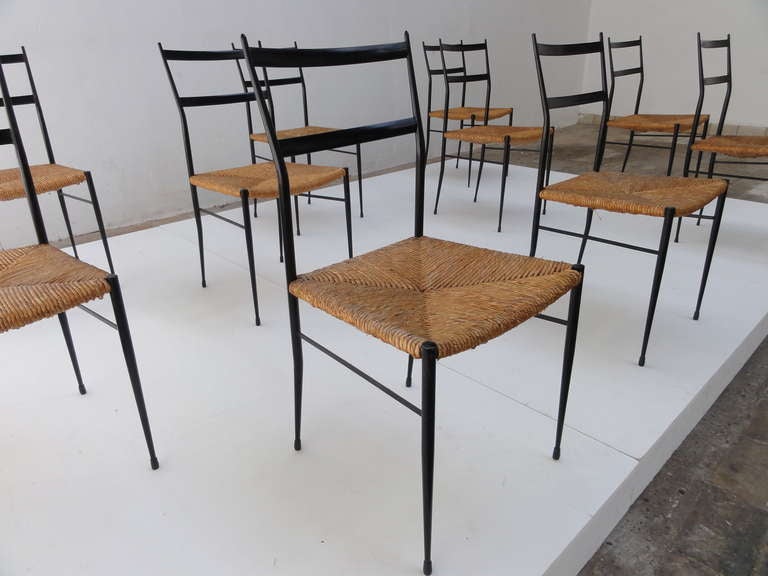 Mid-20th Century 10 Superleggera style chairs attributed to Gio Ponti , Bijenkorf
