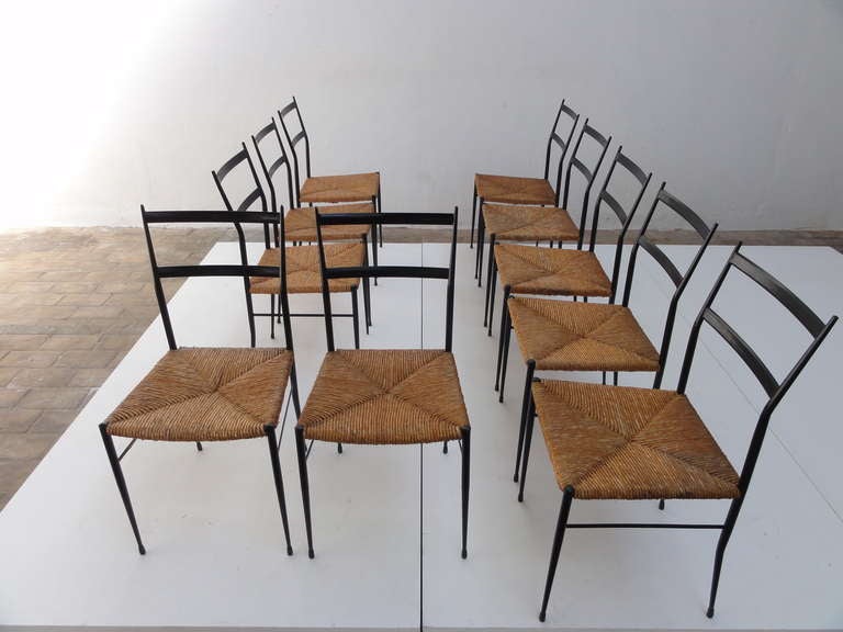 10 Superleggera style chairs attributed to Gio Ponti , Bijenkorf 3