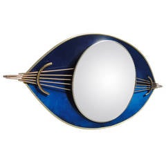Unique 1950s Italian "Eye of Horus" Wall-Mounted Convex Mirror