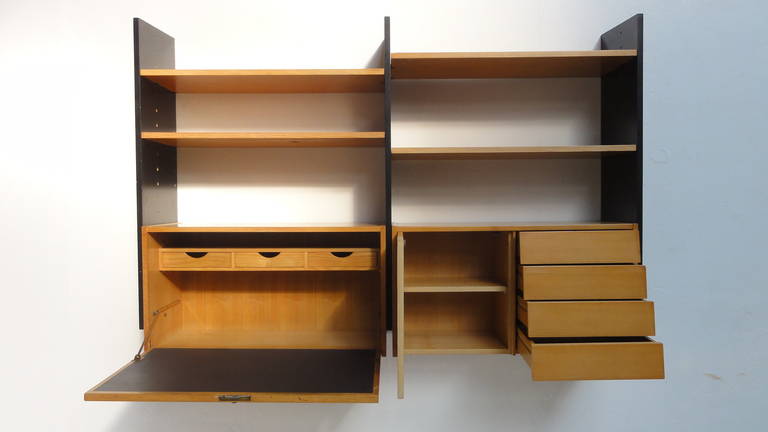 Scandinavian Mid-Century Modern Modular Wall-Mounted Desk or Storage Unit In Good Condition In bergen op zoom, NL