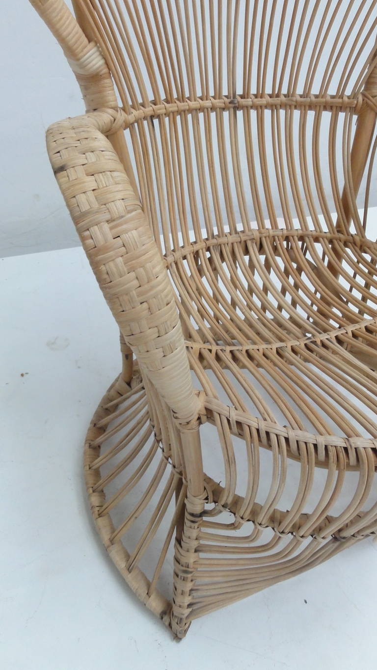 Rattan Peacock Chair in the Style of Franco Albini and Gio Ponti In Good Condition In bergen op zoom, NL