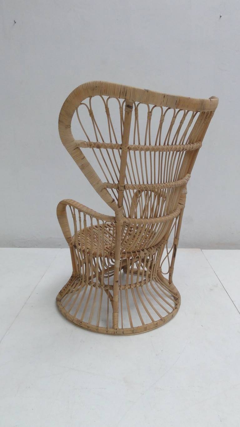Rattan Peacock Chair in the Style of Franco Albini and Gio Ponti 3