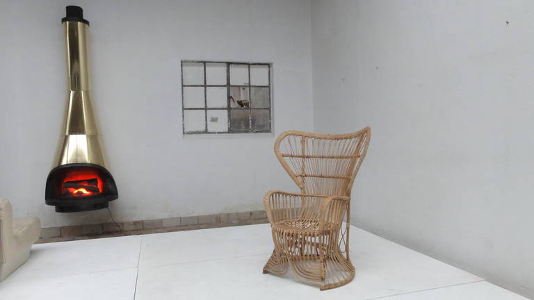 Rattan Peacock Chair in the Style of Franco Albini and Gio Ponti 4