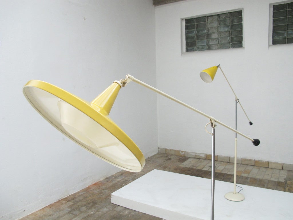 Dutch Wim Rietveld Panama Floor Lamp for Gispen 1955
