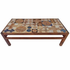 Ceramic and Brazilian Rosewood Coffee Table by Tue Poulsen for Haslev, Denmark 12