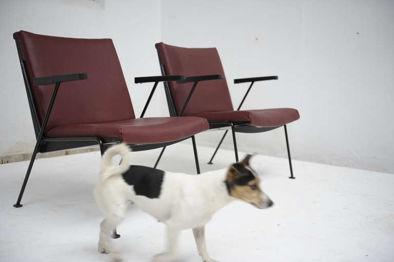 Leather Wim Rietveld ''Oase'' Chair for Ahrend de Cirkel 1959 In Excellent Condition In bergen op zoom, NL