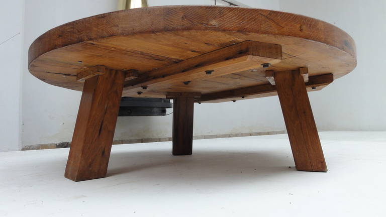 This coffee table was made circa 1965 from a reclaimed solid oak cel door from the female prison in Maastricht, The Netherlands
This prison was build in 1806

A unique and brutal design with a history