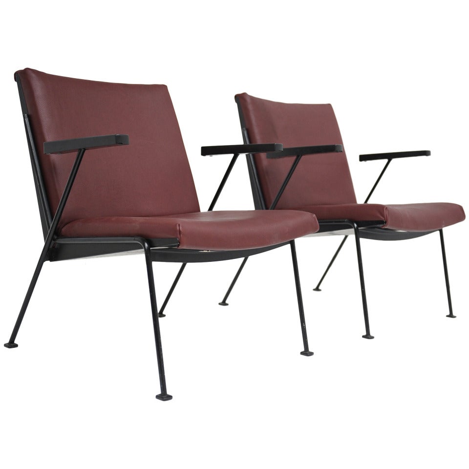 Leather Wim Rietveld ''Oase'' Chair for Ahrend de Cirkel 1959