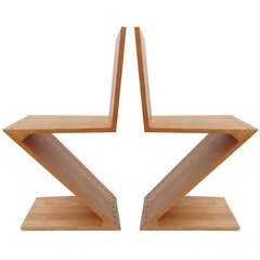 Early Gerrit Thomas Rietveld Zig Zag chairs G.A. van de Groenekan