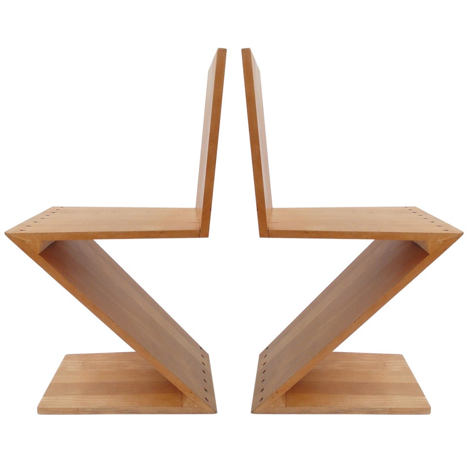 Early Gerrit Thomas Rietveld Zig Zag chairs G.A. van de Groenekan