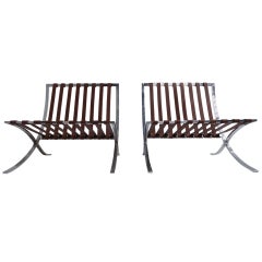 Used Very Rare Pair of 1947-1954 Production Mies van der Rohe ''Barcelona'' Chairs