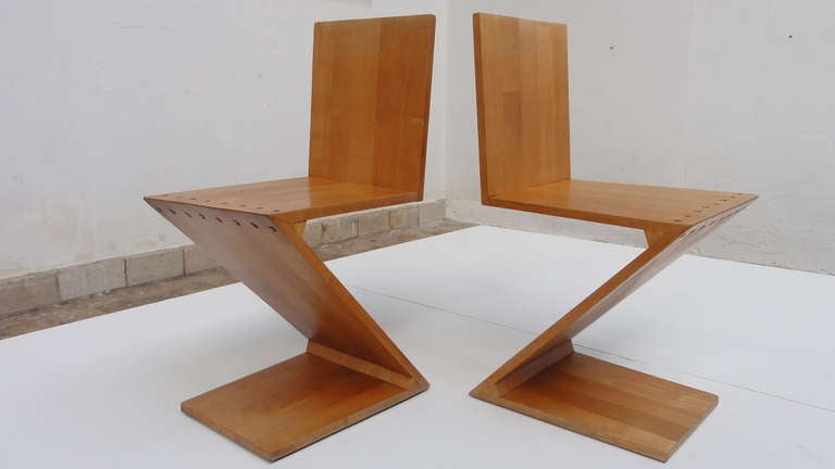 Mid-20th Century Early Gerrit Thomas Rietveld Zig Zag chairs G.A. van de Groenekan