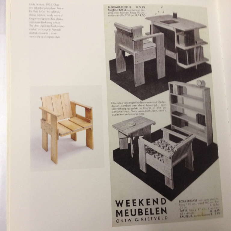 Pine Gerrit Thomas Rietveld Crate Chair and Table for Metz & Co 1935