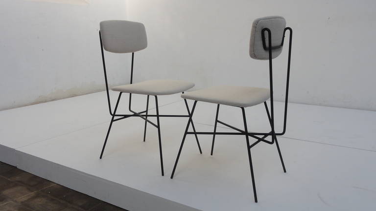 Cotton Beautiful sculptural form 1950s italian chairs,  style of BBPR or Augusto Bozzi