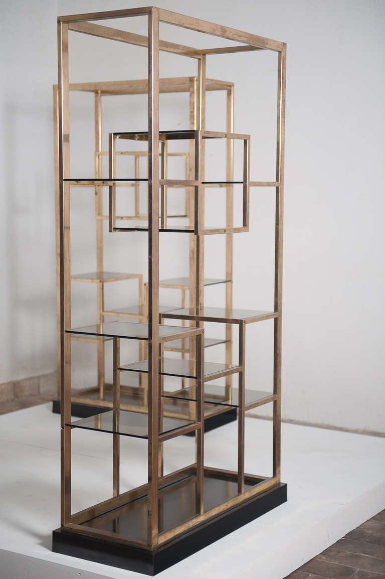 Stunning pair of  brass Romeo Rega etagere, 1975, published 1