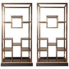 Vintage Stunning pair of  brass Romeo Rega etagere, 1975, published