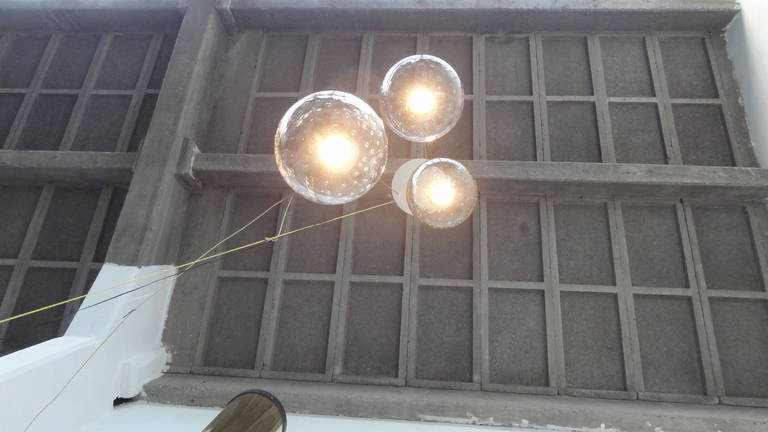 Pair of Three Bubble Globe Chandelier by RAAK Lighting Architecture Amsterdam For Sale 4