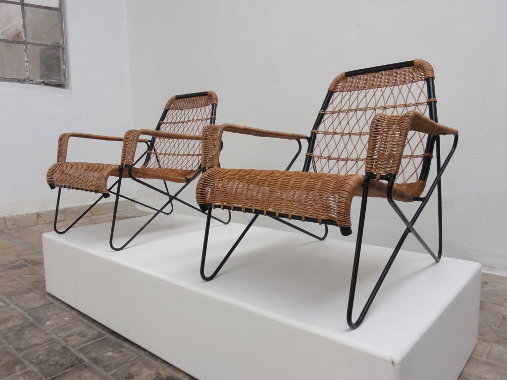 Mid-20th Century Raoul guys lounge chairs for Antony university building , Paris