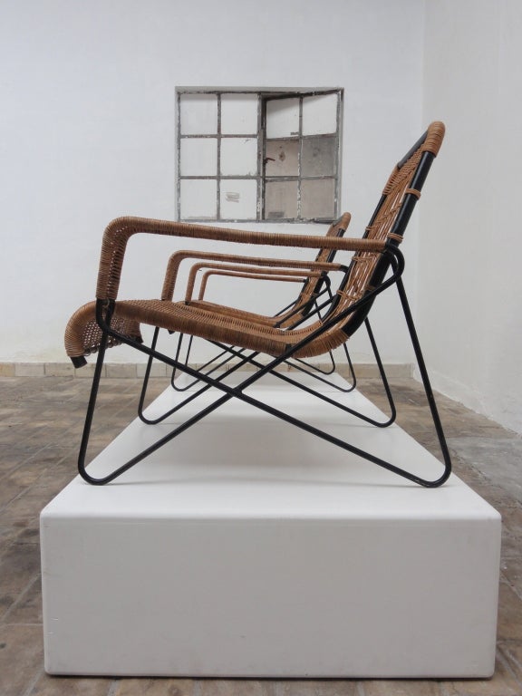 Wicker Raoul guys lounge chairs for Antony university building , Paris