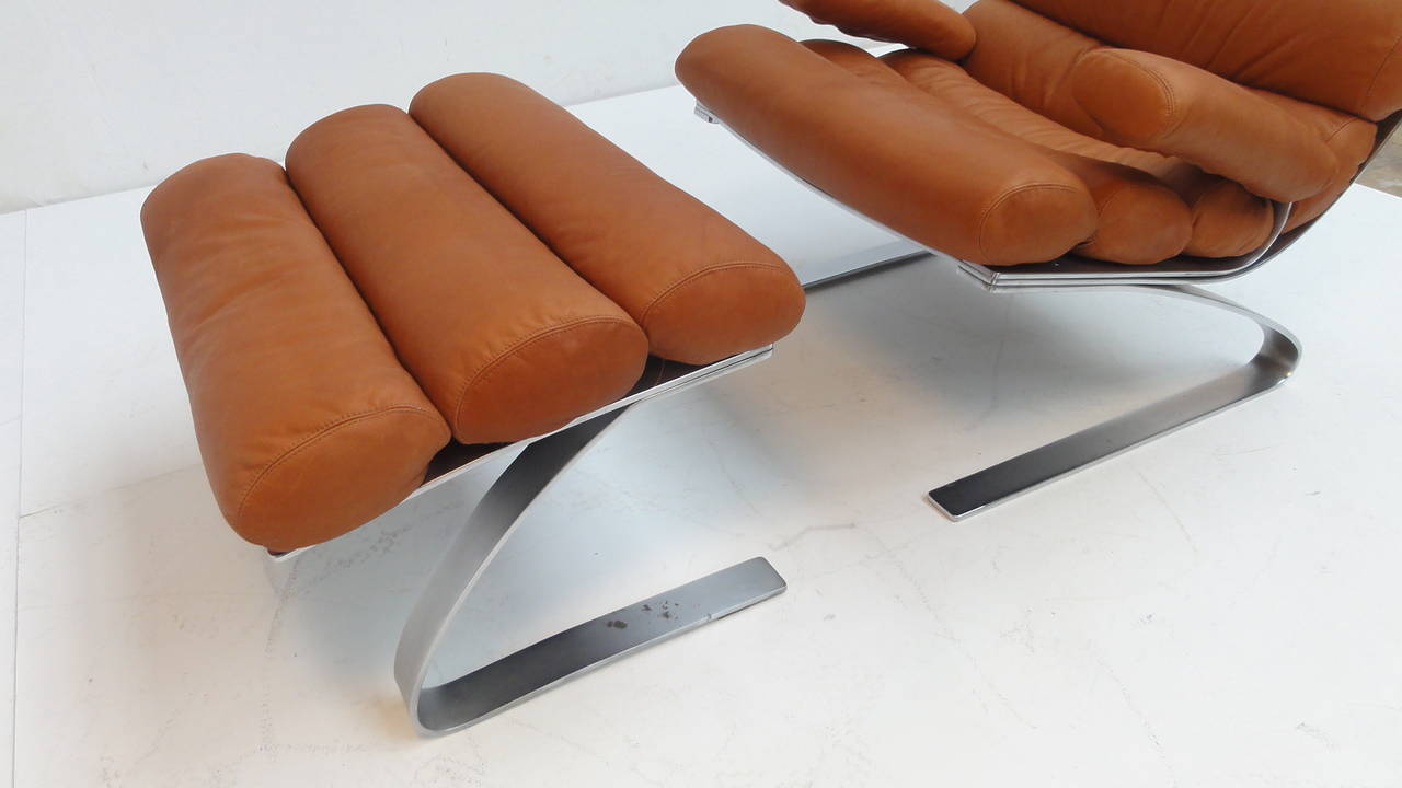 Leather First Edition 'Sinus' Lounge Chair by Reinhold Adolf & Hans-Jürgen Schröpfer