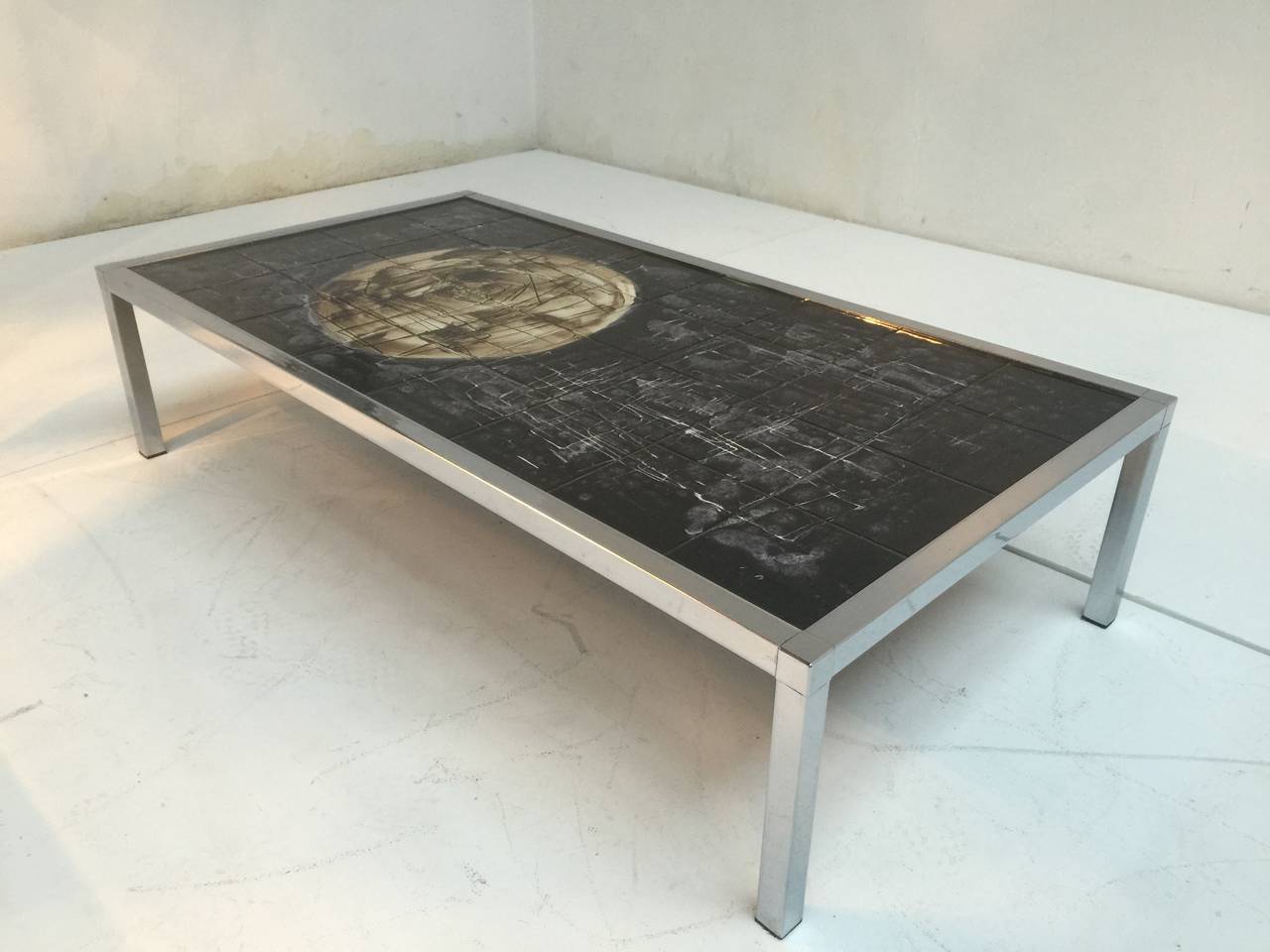 1970's Belgian Ceramic & Chrome Space Age 'Rosetta' Coffee table 5