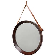 Vintage Danish Teak and Leather strap mirror 1960
s