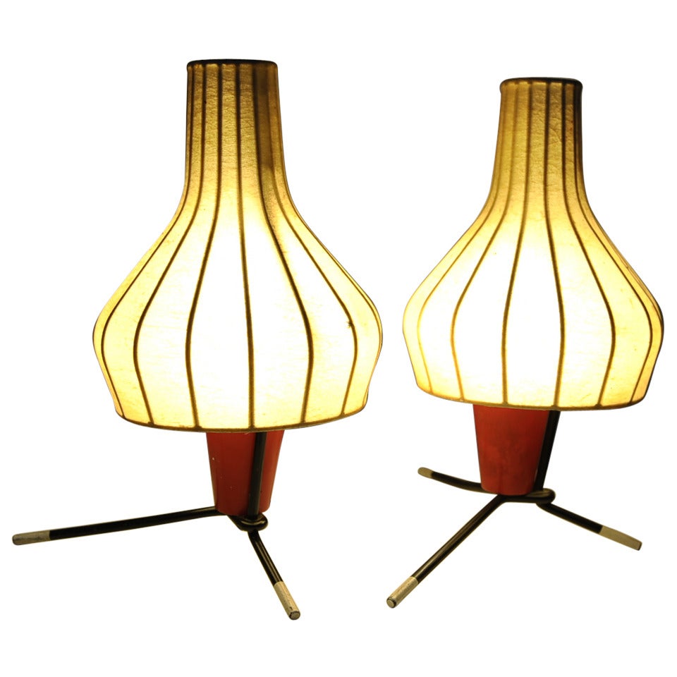 Pair of Swiss 1950's table lamps by BAG TURGI Switzerland