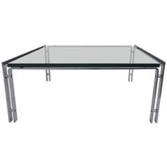 Dutch Metaform Steel and Glass coffee table in the style of Poul Kjaerholm 10