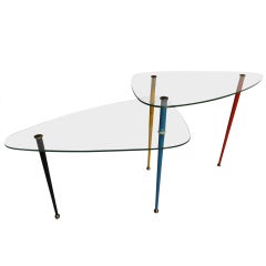 Stunning Edoardo Paoli "Arlecchino" two tier side table, 1950, Italy