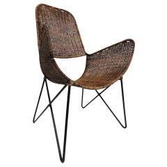 Raoul Guys wicker an wrought iron chair, La Brouette Paris