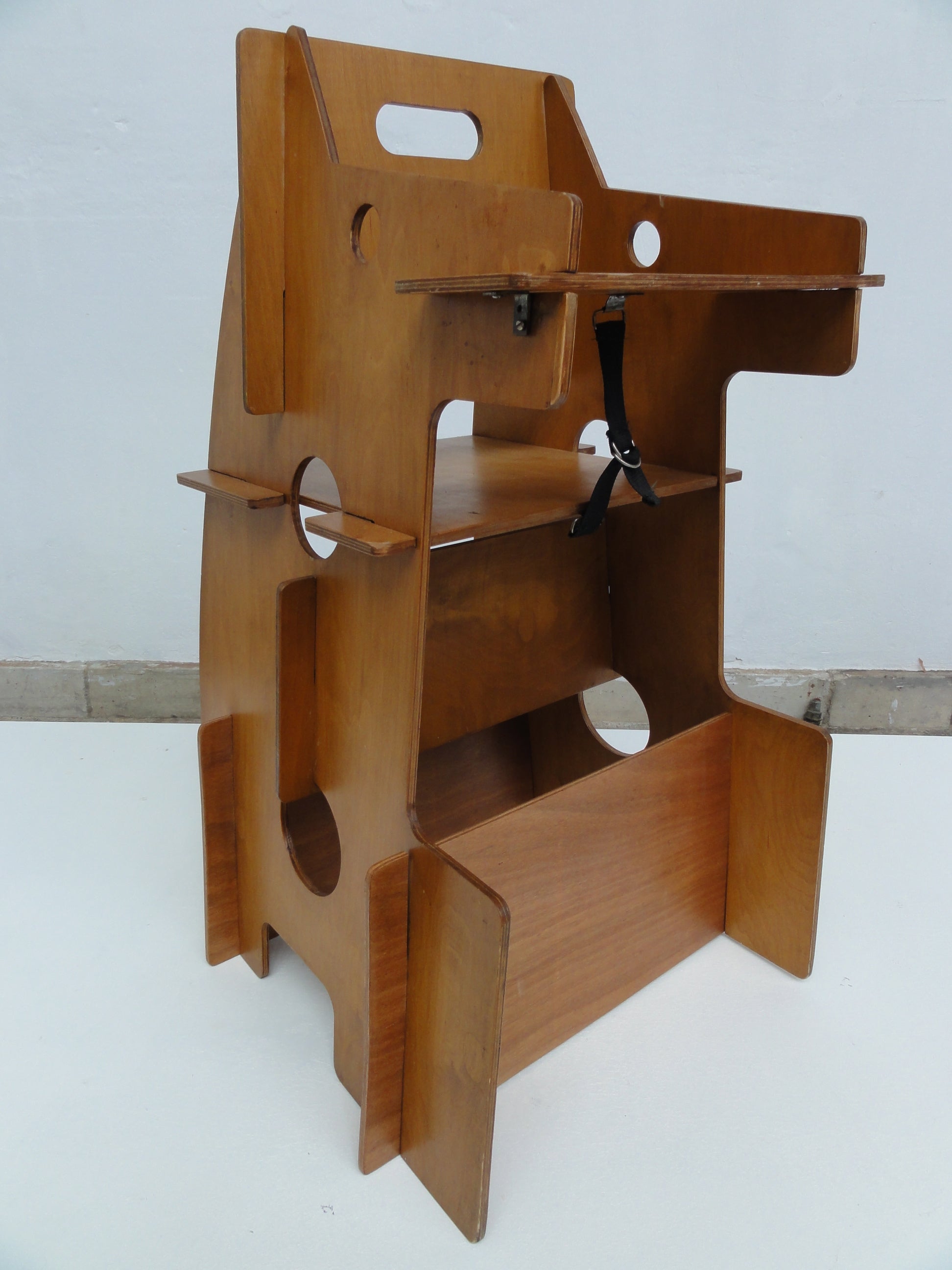 Dutch plywood childrens multi-use object, rocker, high chair and desk