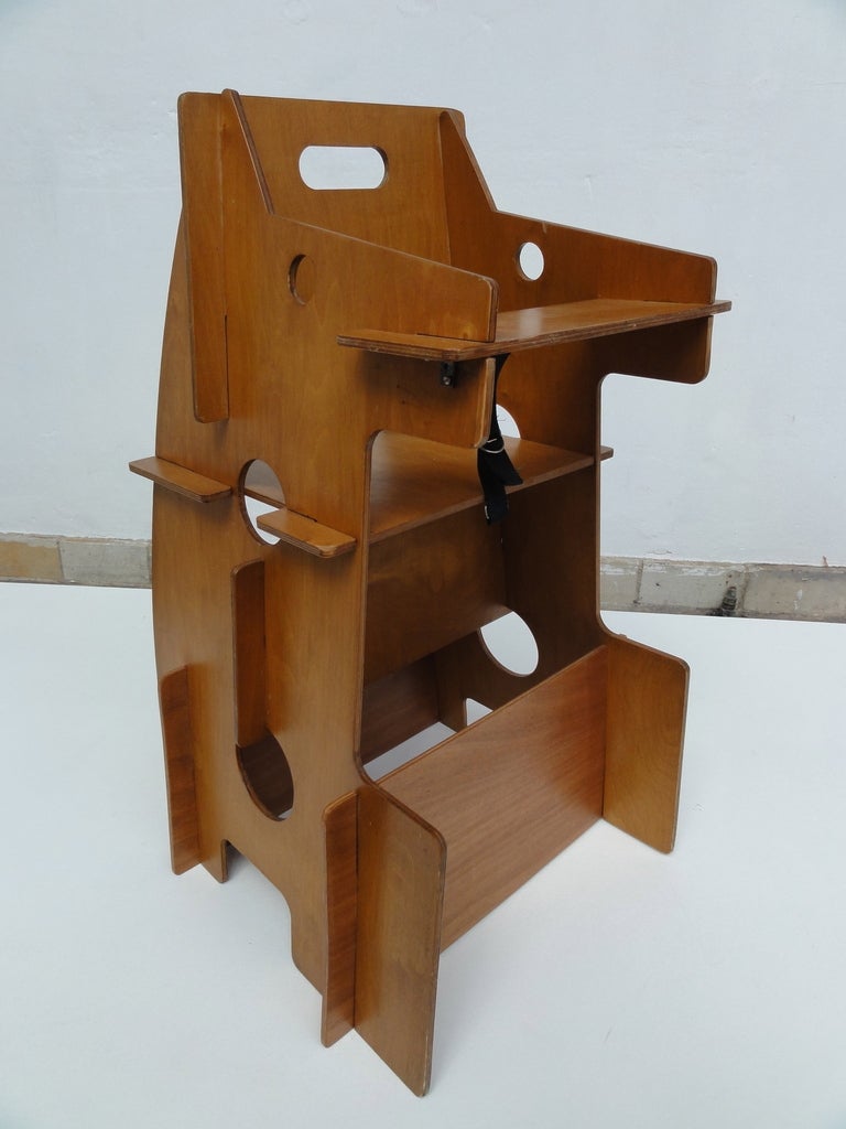 Plywood Dutch plywood childrens multi-use object, rocker, high chair and desk
