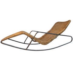 Rare Chaise longue à bascule des années 1950 par Dirk van Sliedrecht pour Gebr. Jonkers