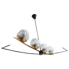 Beautiful 1950s Sculptural Form French Chandelier by Arlus or Lunel 11