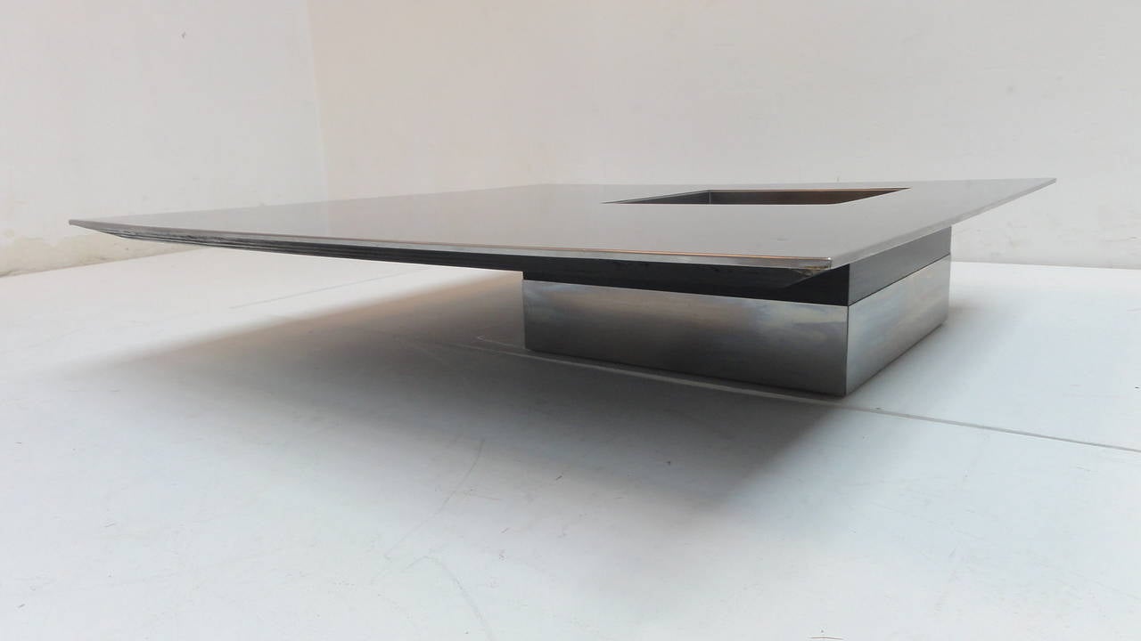 Late 20th Century Stunning 1970s Italian Stainless 'Floating' Coffee Table by Saporiti
