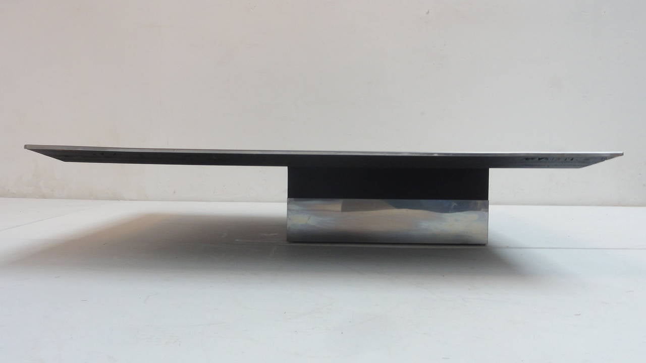 Stunning 1970s Italian Stainless 'Floating' Coffee Table by Saporiti 1