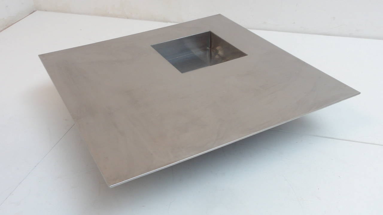 Stunning 1970s Italian Stainless 'Floating' Coffee Table by Saporiti 2