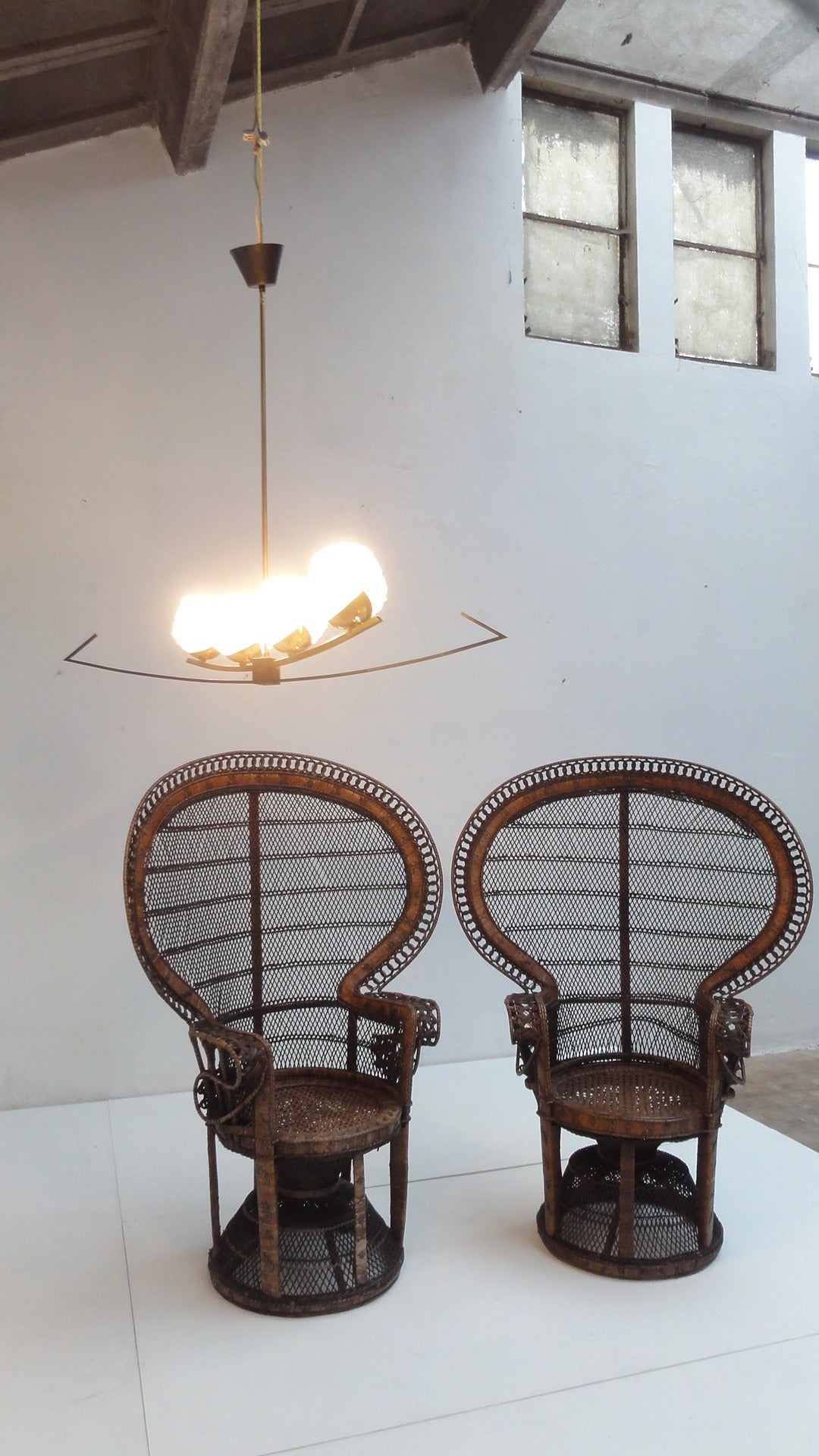 Pair of Iconic 1970s ''Emmanuelle'' Sylvia Kristel Wicker Rattan Peacock Chairs 2