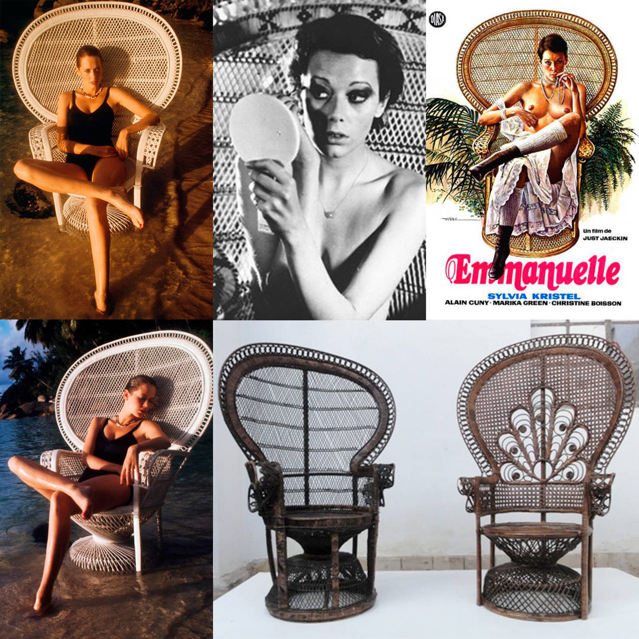 A story on the ''erotic'' history of a peacock chair:

This model wicker peacock chair comes in many varieties dating back to the 1950s when famous Italian designer Carlo Mollino used a similar model in rattan or wicker to make nude polaroids of