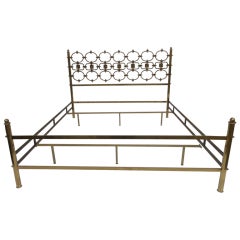 Important brass & bronze bed by Borsani and sculptor Pomodoro