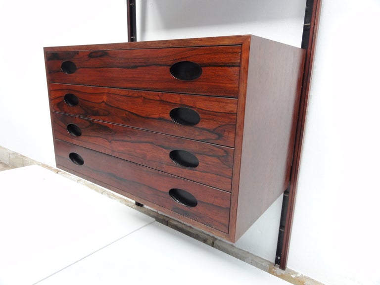 Italian Rosewood shelving  & drawer unit with label, Gianfranco Frattini, Bernini , 1956